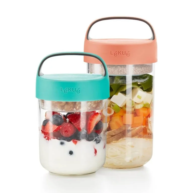 Bol compartimentat Lekue On The Go Coral 600 ml