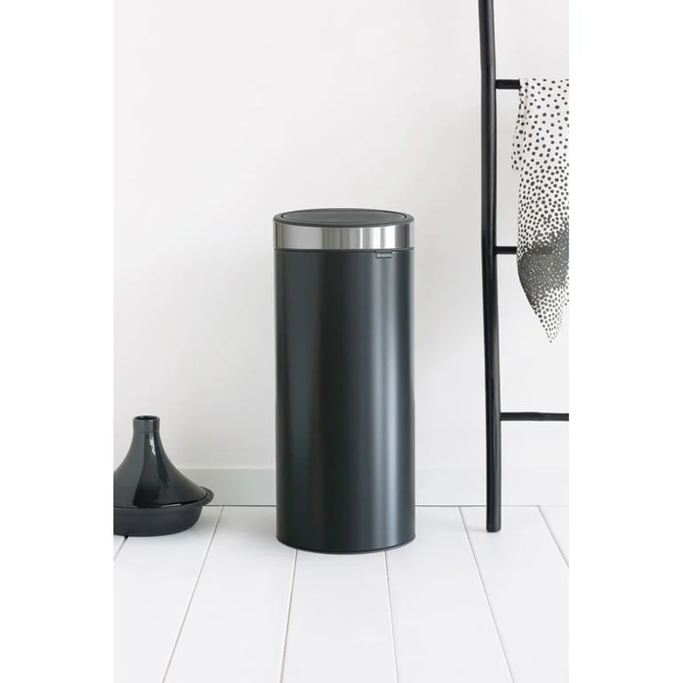 Coș de gunoi Brabantia Touch New 30L, Matt Black, capac metalic
