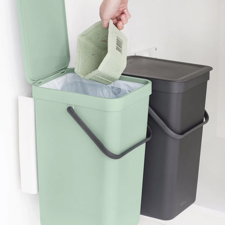 Coș de colectare separată Brabantia Sort&Go 2x16L, Dark Grey & Jade Green