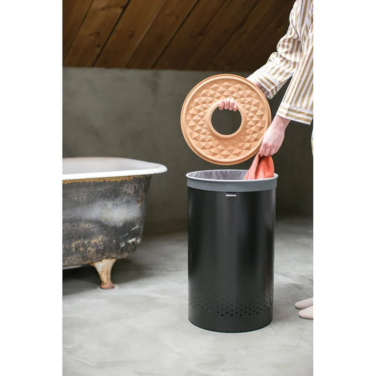 Laundry Bin Brabantia 60L, Cork Lid, Matt Black