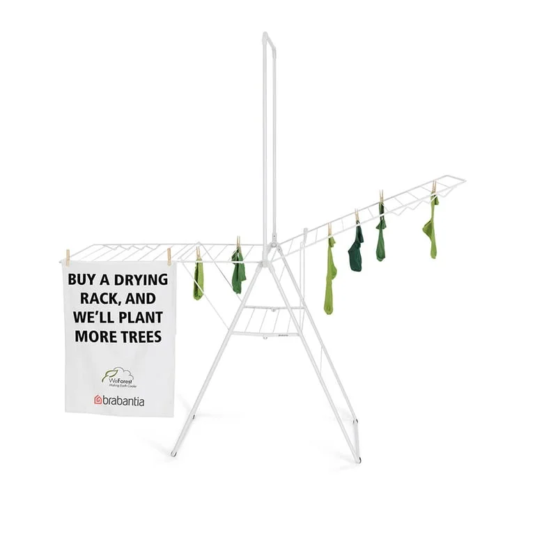 Uscător de rufe Brabantia Hangon, 25m, tijă suplimentară, Fresh White