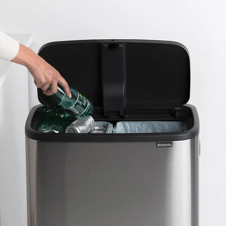 Coș de gunoi Brabantia Bo Touch Hi 2x30L, Matt Steel, Fingerprint proof