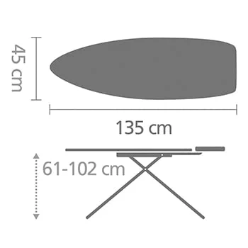 Masă de călcat Brabantia D 135x45cm cu zonă de călcat rezistentă la căldură, Spring Bubbles