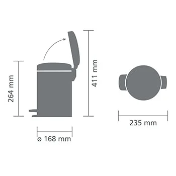 Coș de gunoi cu pedală Brabantia NewIcon 3L, Matt Steel