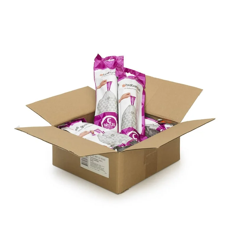 Saci de gunoi cu șnur Brabantia PerfectFit Sort&Go/Silent/Touch, cod C, 10-12L, 200 bucăți, cutie