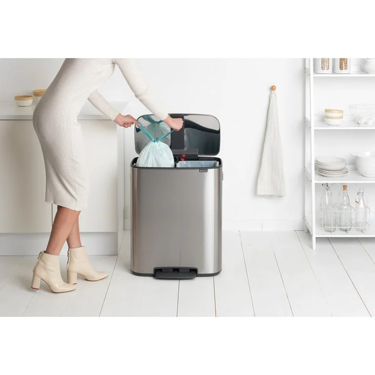 Coș de gunoi Brabantia Bo Pedal 2x30L, Matt Steel, Fingerprint proof