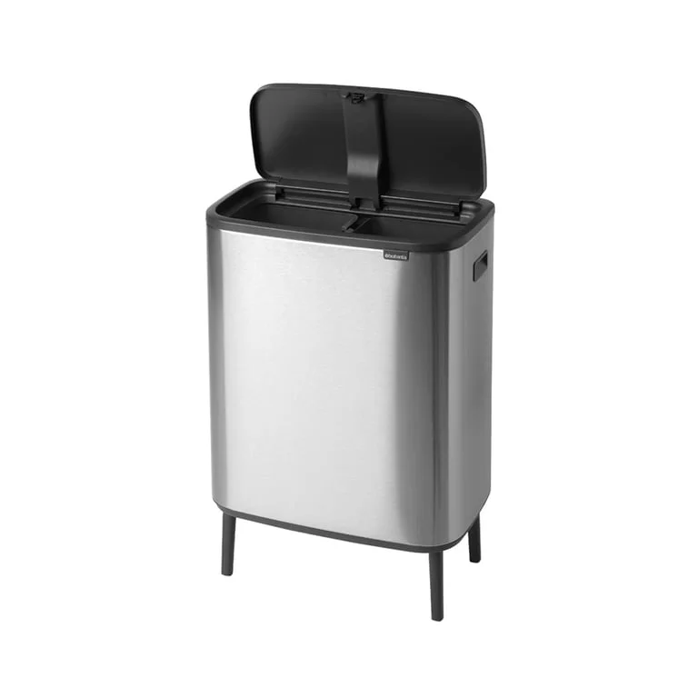 Coș de gunoi Brabantia Bo Touch Hi 2x30L, Matt Steel, Fingerprint proof