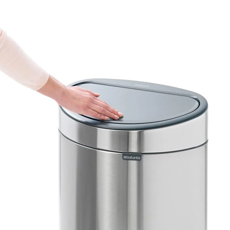Coș de gunoi Brabantia Touch New 40L, Matt Black, capac metalic