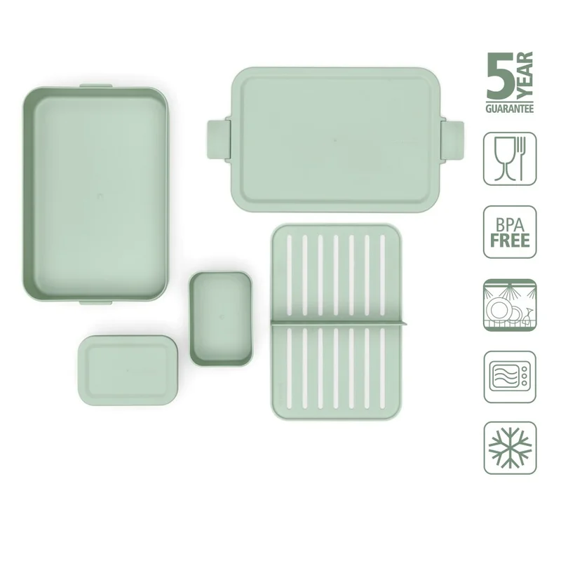 Cutie de prânz Brabantia Make&Take 2L, Jade Green, cu separatoare