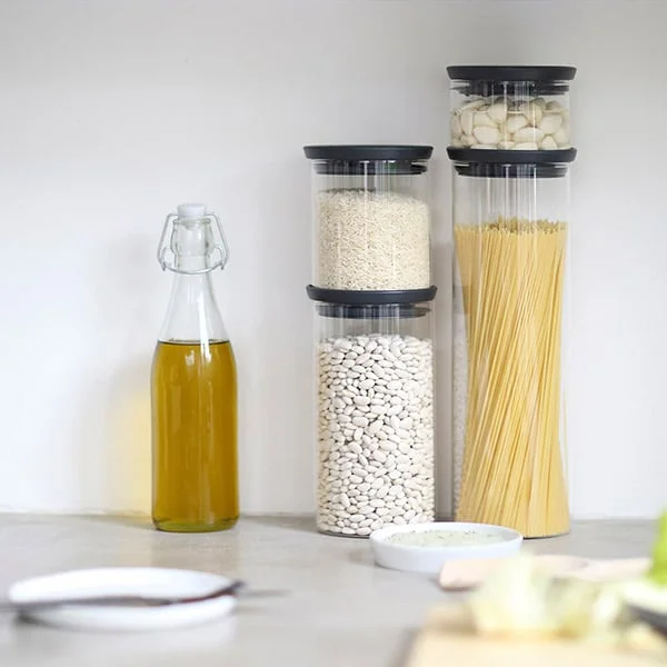 Borcan de sticlă Brabantia Stackable 1.9L, Dark Grey