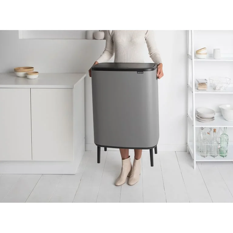 Coș de gunoi Brabantia Bo Touch Hi 60L, Mineral Concrete Grey