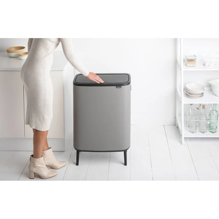 Bo Touch Bin Hi Brabantia, 2 x 30 litre, Plastic Buckets Mineral Concrete Grey