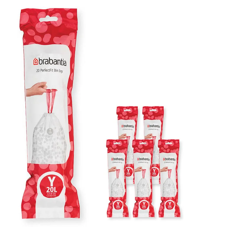 PerfectFit Bags for NewIcon Bin Brabantia, Size Y, 20L, 120 pcs, White, Multipack