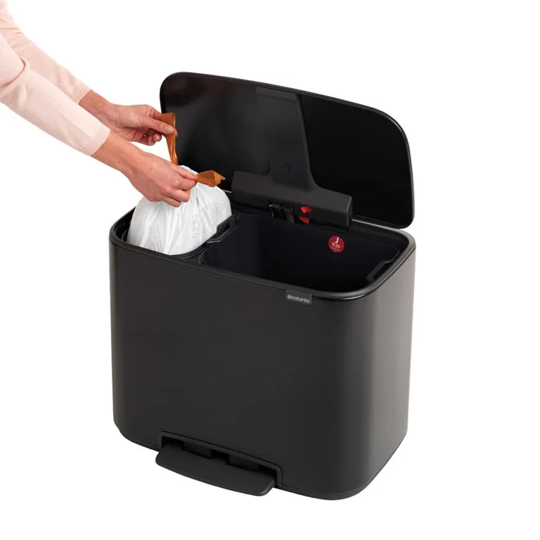 Brabantia Bo Pedal Bin, 11/23L, Matt Black