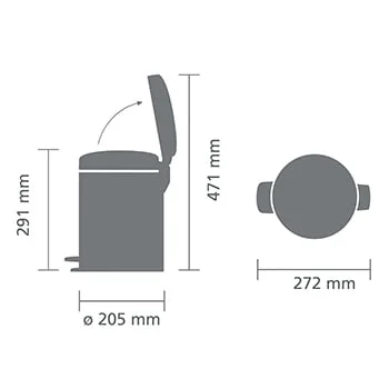 Coș de gunoi cu pedală Brabantia NewIcon 5L, Mineral Infinite Grey