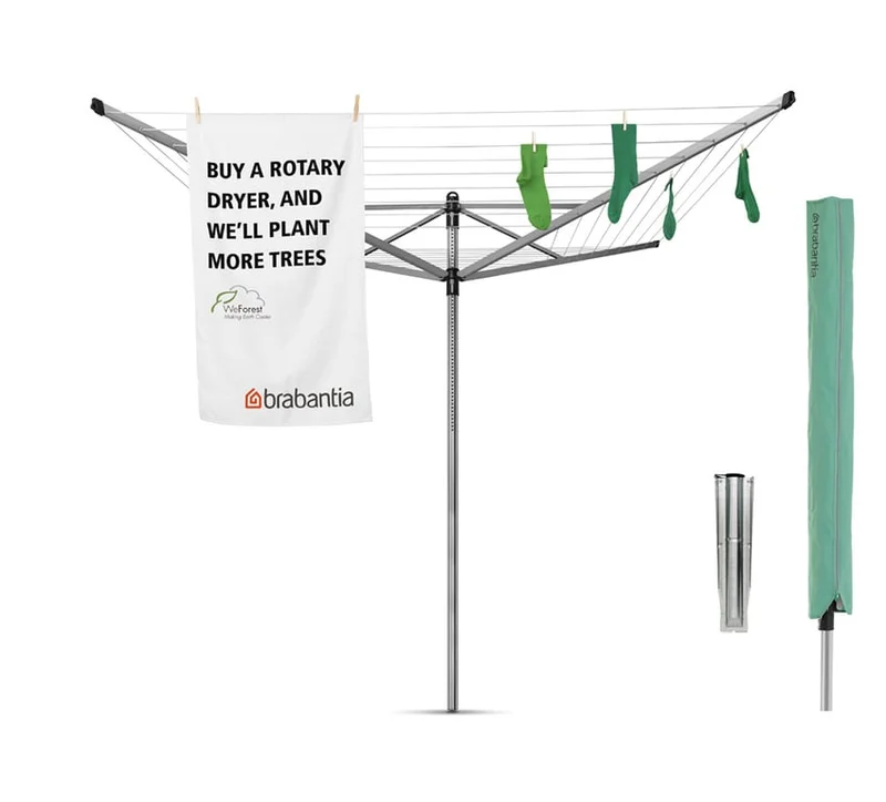 Uscător de rufe exterior Brabantia Lift-O-Matic 60m, țepușă metalică de săpat, husă
