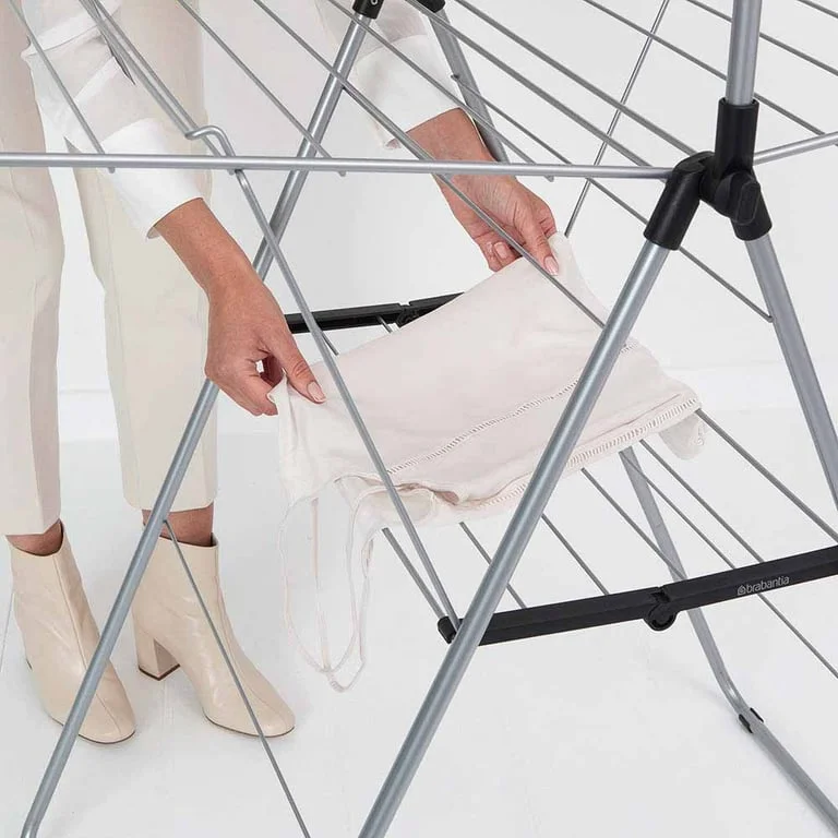 Uscător de rufe Brabantia Hangon, 25m, tijă suplimentară, Metallic Grey
