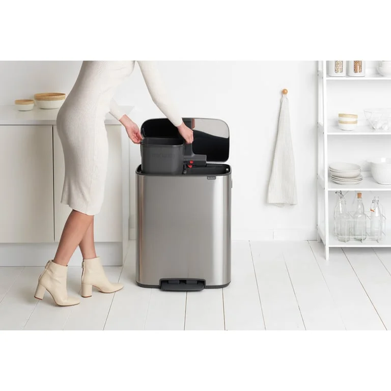 Coș de gunoi Brabantia Bo Pedal 2x30L, Matt Steel, Fingerprint proof