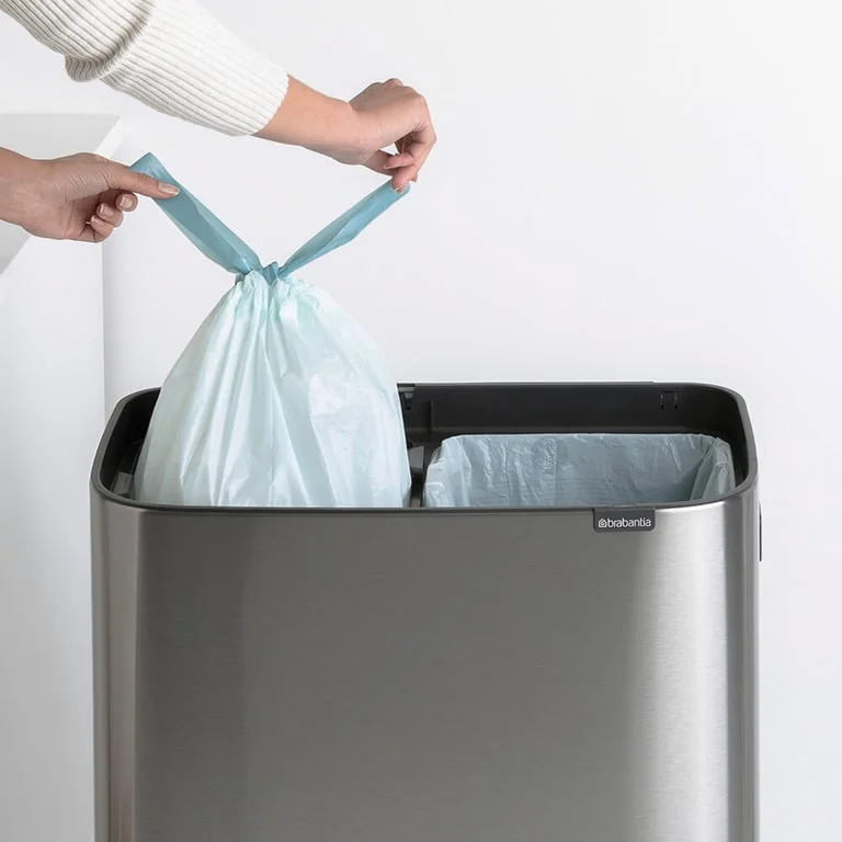Coș de gunoi Brabantia Bo Touch Hi 2x30L, Matt Steel, Fingerprint proof