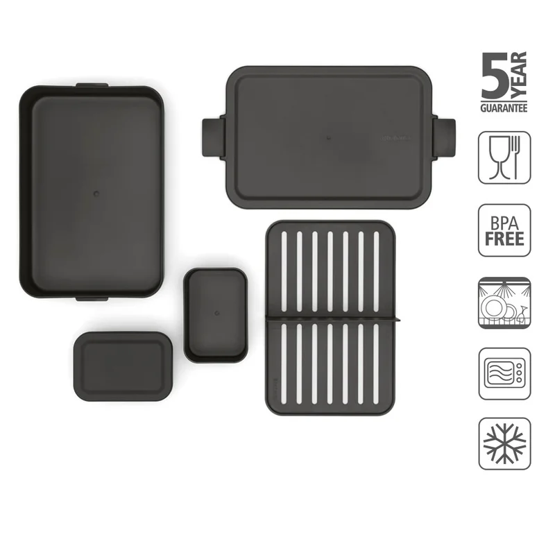 Lunch Box Brabantia Make&Take Dark Grey Large, Plastic, Bento
