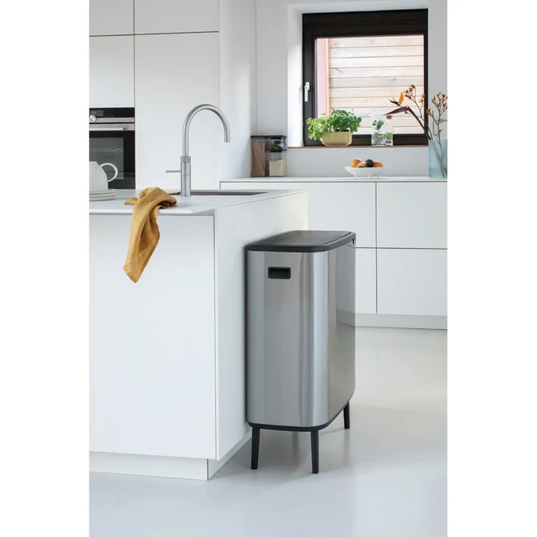 Coș de gunoi Brabantia Bo Touch Hi 2x30L, Matt Steel, Fingerprint proof