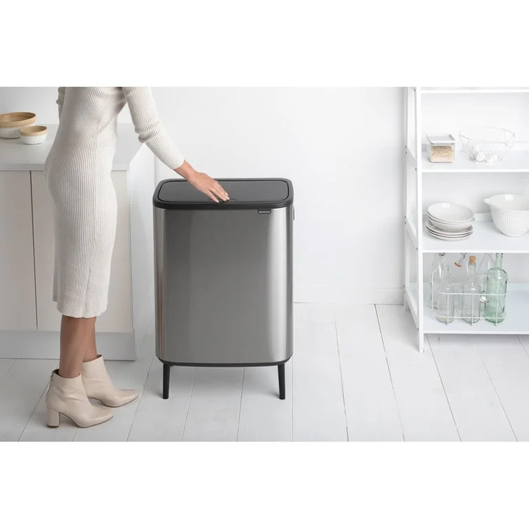 Coș de gunoi Brabantia Bo Touch Hi 60L, Matt Steel, Fingerprint proof