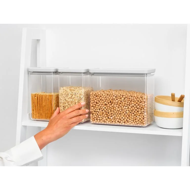 Set cutii de depozitare produse Brabantia Tasty+ Stackablel 2x1.6L+1x3.5L, Light Grey