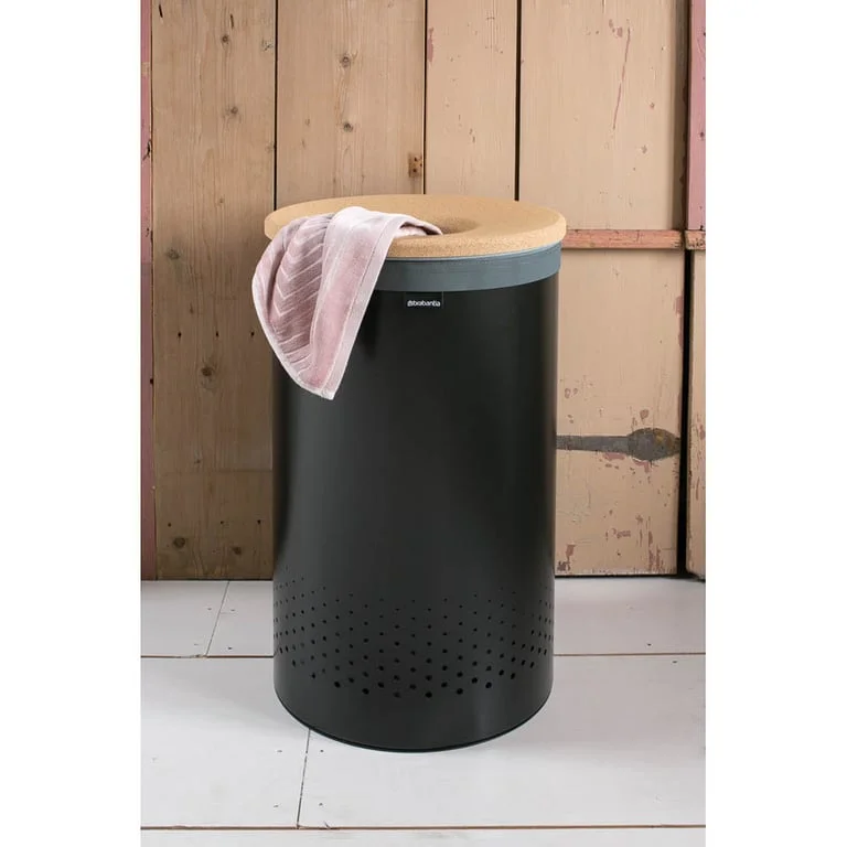 Laundry Bin Brabantia 60L, Cork Lid, Matt Black