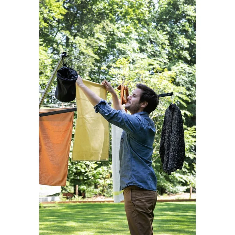 Uscător de rufe exterior Brabantia Lift-O-Matic 50m, țepușă metalică de săpat, Anthracite