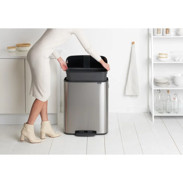 Coș de gunoi Brabantia Bo Pedal 60L, Matt Steel, Fingerprint proof