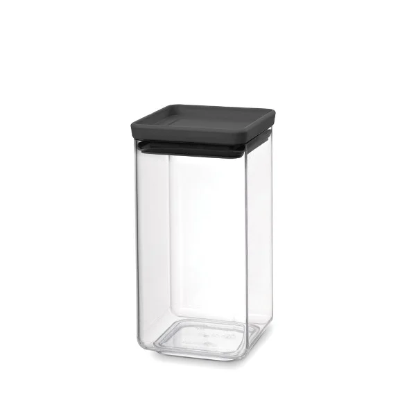 Stackable Square Canister Brabantia 1.6 L Tasty+, Dark Grey Lid