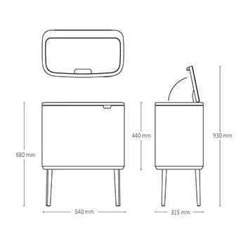 Coș de gunoi Brabantia Bo Touch 11+23L, Soft Beige