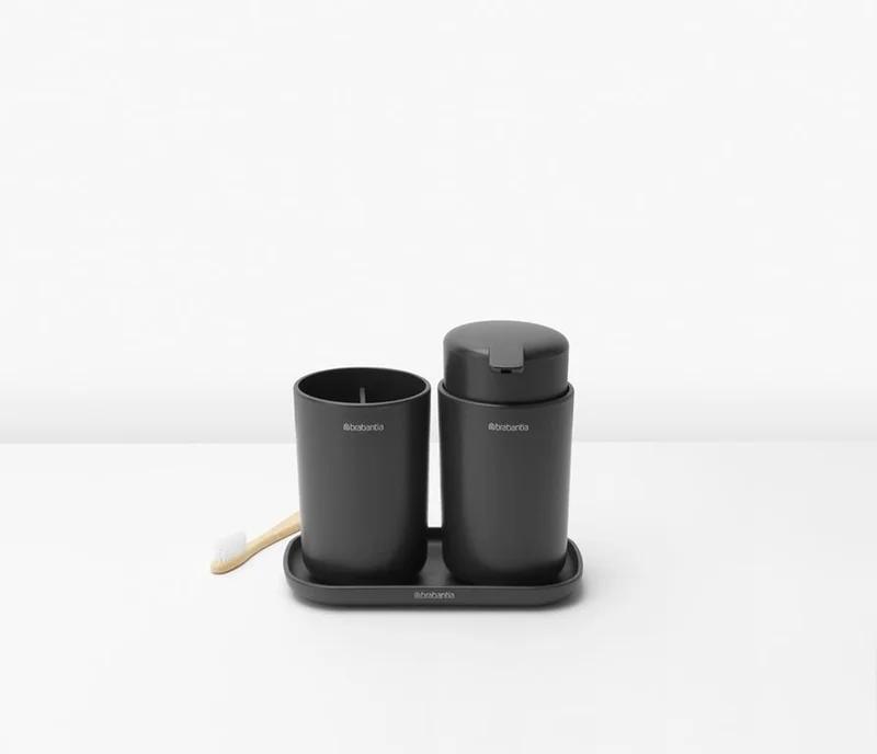 Set de accesorii pentru baie Brabantia ReNew Dark Grey, 3 piese