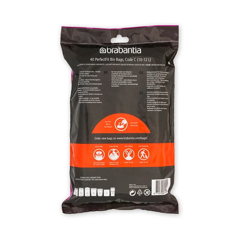 PerfectFit Bags Brabantia Size C, 10-12L, 40pcs, White N