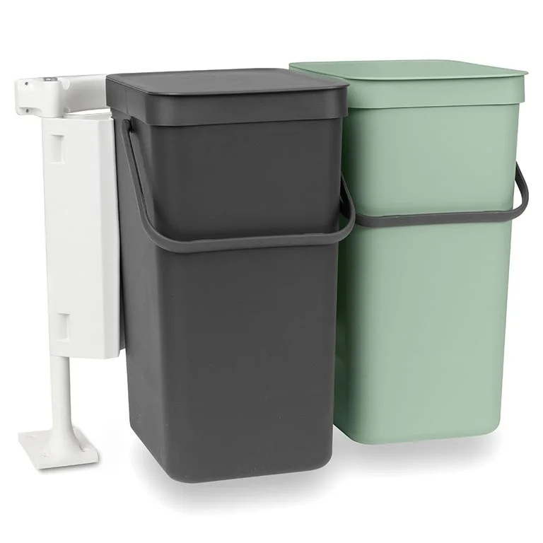 Coș de colectare separată Brabantia Sort&Go 2x16L, Dark Grey & Jade Green