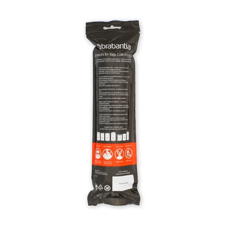 Saci de gunoi cu șnur Brabantia PerfectFit, cod  D, 15-20L, 20 bucăți, albi