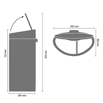 Coș de gunoi Brabantia Touch Recycle 23+10L, Matt Steel
