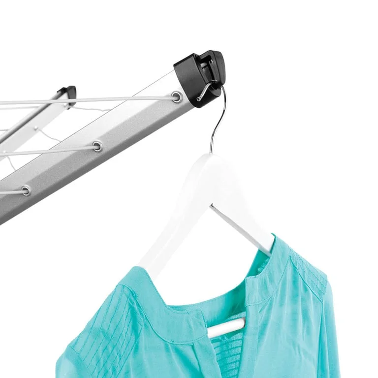 Uscător rufe pliabil de perete Brabantia WallFix 24m, Metallic Grey, cu casetă Stainless Steel de depozitare și protecție