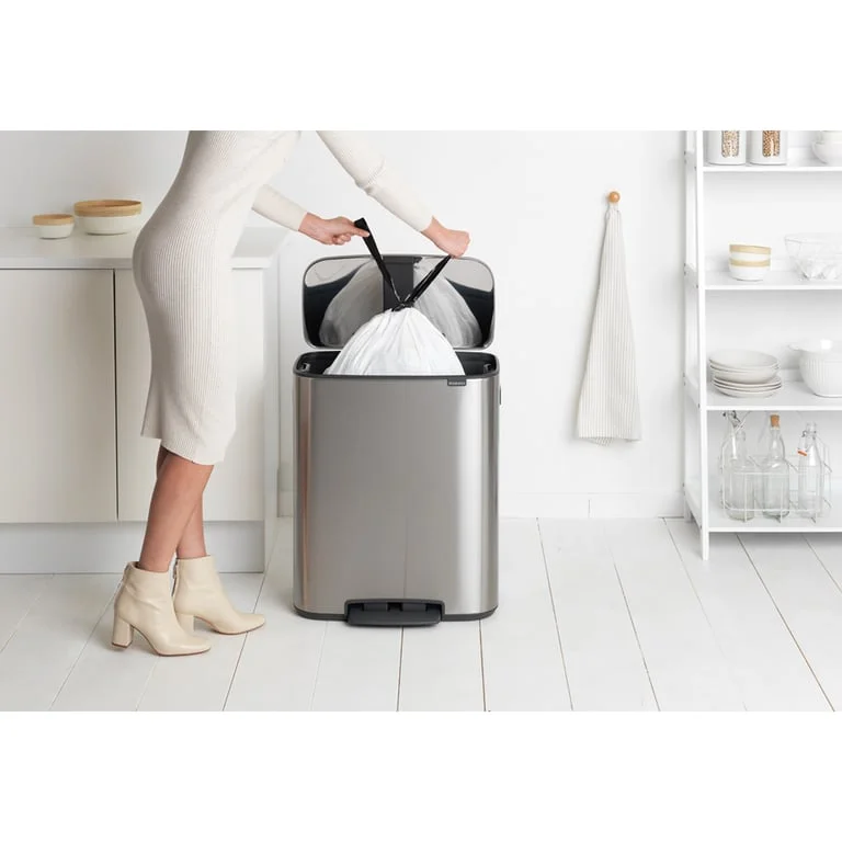 Coș de gunoi Brabantia Bo Pedal 60L, Matt Steel, Fingerprint proof