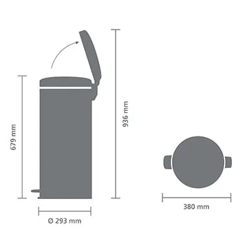 Coș de gunoi cu pedală Brabantia NewIcon 30L, Platinum
