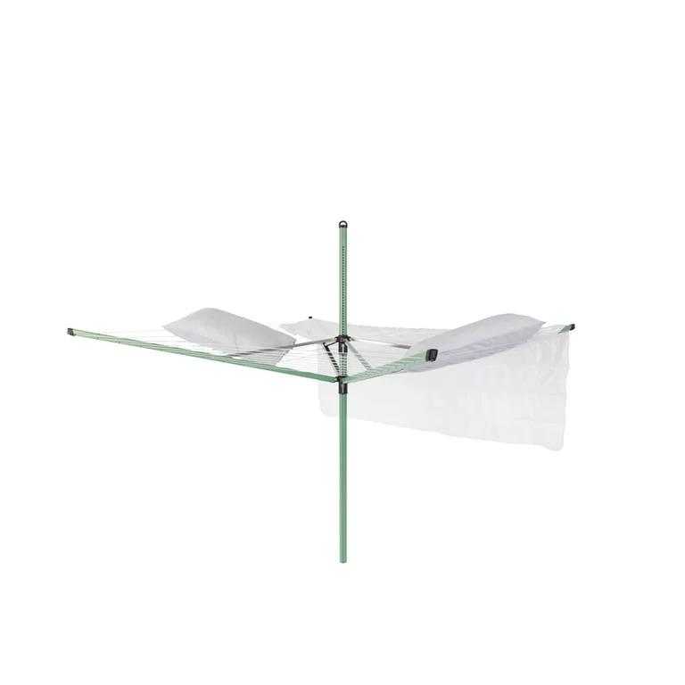 Outdoor Dryer Brabantia Lift-O-Matic 50m, Metal Soil Spear, Cover, Peg Bag and Pegs, Leaf Green