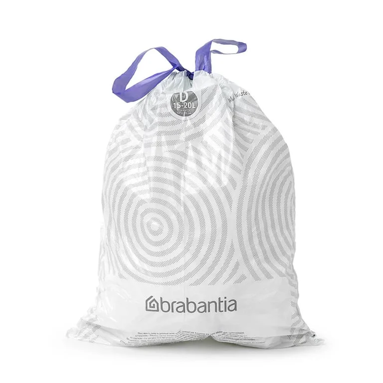 PerfectFit Bags Brabantia Size D, 15-20L, 40 pcs, White, Dispenser