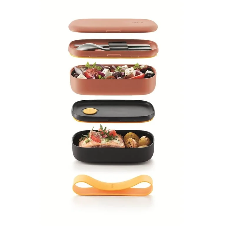 Set de recipiente pentru alimente Lekue On The Go Coral, 2x500 ml