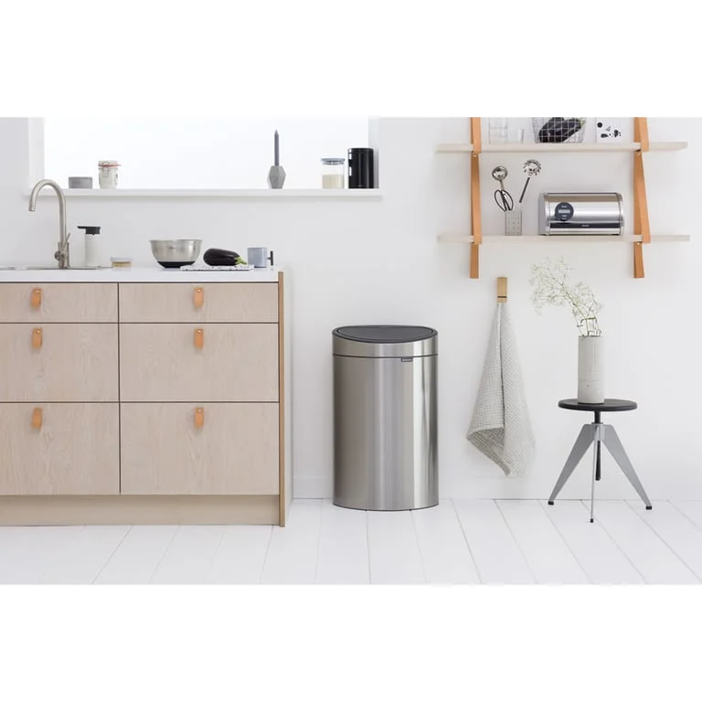 Coș de gunoi Brabantia Touch New 40L, Matt Steel, Fingerprint proof