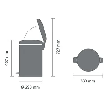Coș de gunoi cu pedală Brabantia NewIcon 20L, Matt Steel