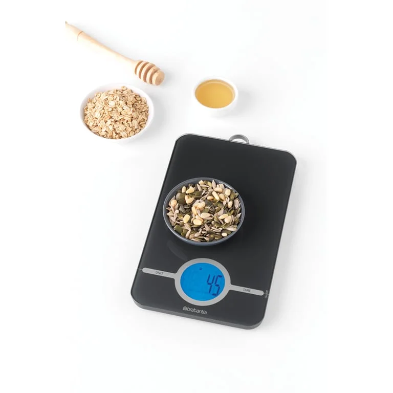 Cântar de bucătărie Brabantia Tasty+ Dark Grey, afișaj LCD