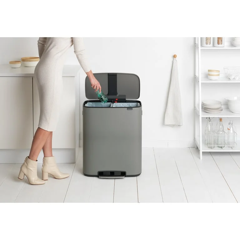 Coș de gunoi Brabantia Bo Pedal 2x30L, Mineral Concrete Grey