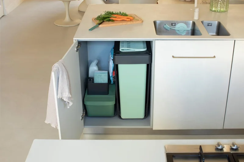 Coș de colectare separată Brabantia Sort&Go 2x30L, Dark Grey & Jade Green