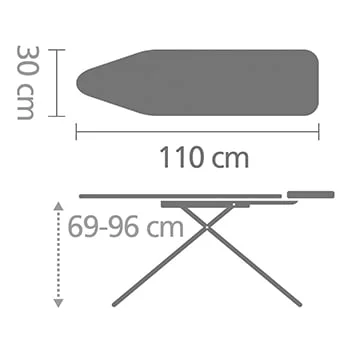 Ironing Board Brabantia A 110x30cm, Steam Iron Rest, Denim Black