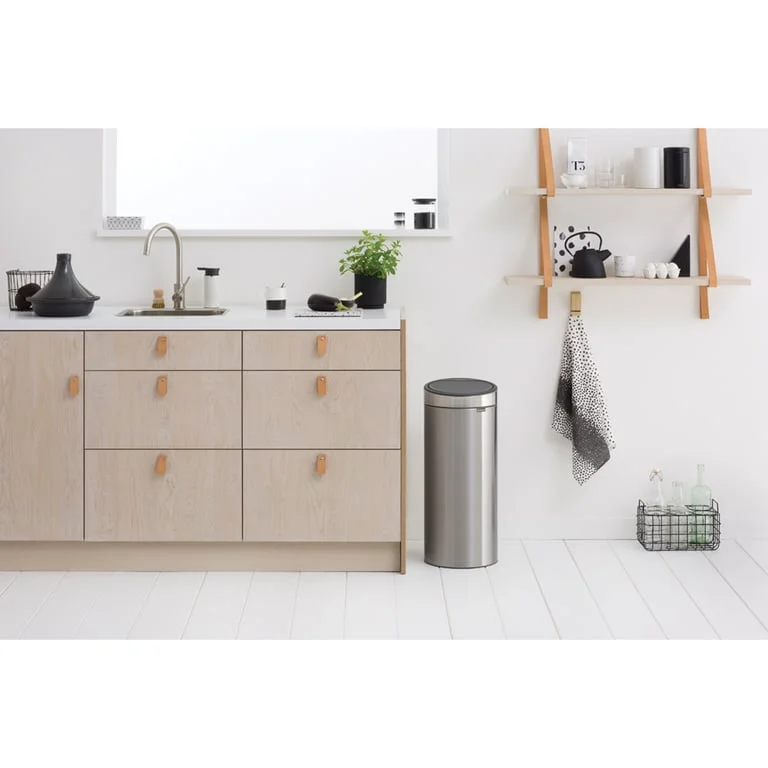 Coș de gunoi Brabantia Touch New 30L, Matt Steel, Fingerprint proof